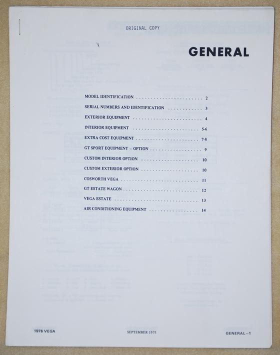 1976 Chevrolet Vega Specifications Guide